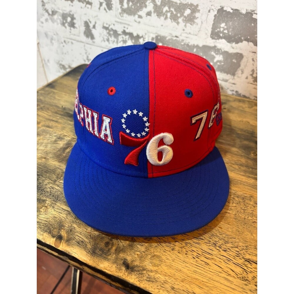 Philadelphia 76ers New Era Team Split 9FIFTY Snap Back Hat-Red/Blue